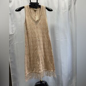 Mystree Cream Textured Knit dress, bottom fringed